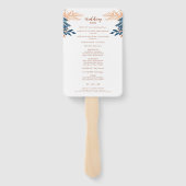 Moderne Floral Indigo Roest Boho Elegant Bruiloft Handwaaier (Achterkant)