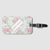 Moderne Floral Jouw naam Bagagelabel (Voorkant (horizontaal))