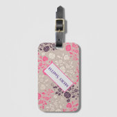 Moderne Floral Jouw naam Bagagelabel (Voorkant (verticaal))