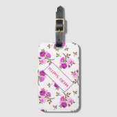 Moderne Floral Jouw naam Bagagelabel (Voorkant (verticaal))
