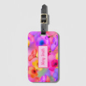 Moderne Floral Jouw naam Bagagelabel (Voorkant (verticaal))