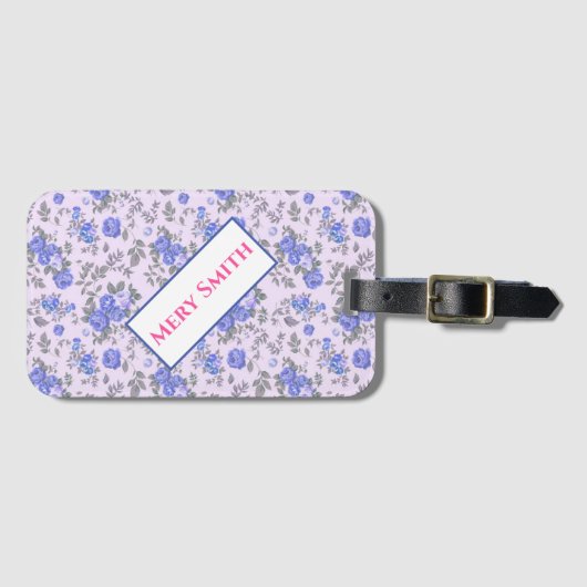 Moderne Floral Jouw naam Bagagelabel (Voorkant (horizontaal))