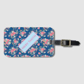 Moderne Floral Jouw naam Bagagelabel (Voorkant (horizontaal))