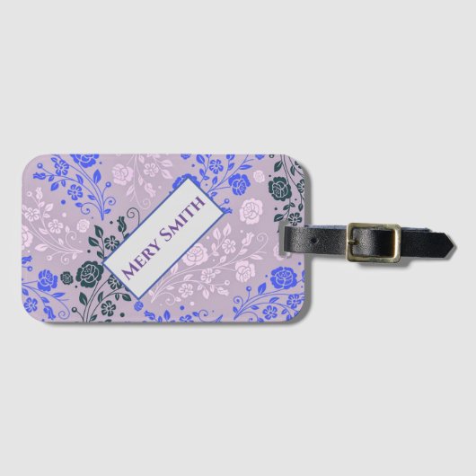 Moderne Floral Jouw naam Bagagelabel (Voorkant (horizontaal))
