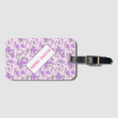 Moderne Floral Jouw naam Bagagelabel (Voorkant (horizontaal))