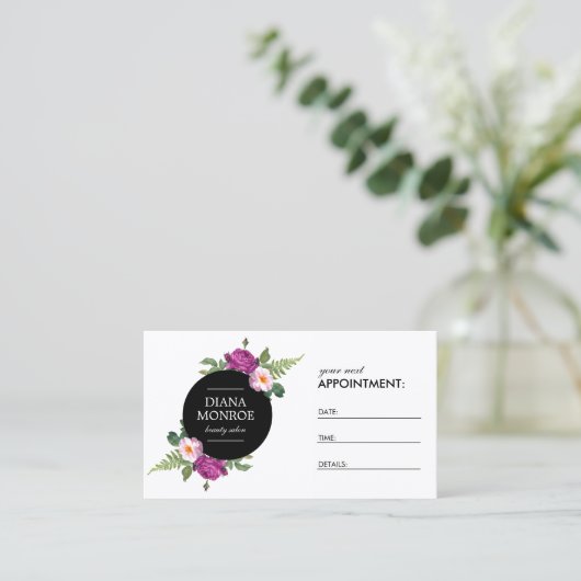 Moderne Floral Krans Salon Afspraakkaart Afsprakenkaartje (Staand voorkant)