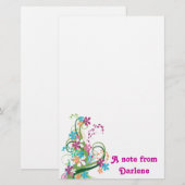 Moderne Floral-laptop Briefpapier (Voorkant / Achterkant)