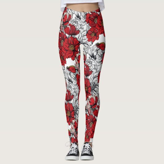 Moderne Floral. Lentbloemen. Leggings (Voorkant)