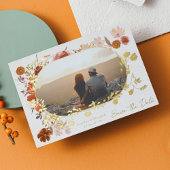 Moderne Floral Lijst foto bewaart de datum Gold Folie Uitnodiging