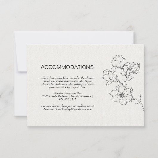 Moderne Floral Line Art Ivoor bruiloft Kaart (Voorkant)