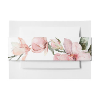 Moderne Floral Magnolia bruiloft Uitnodigingen Wikkel