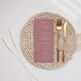 Moderne Floral Mauve bruiloft Menu