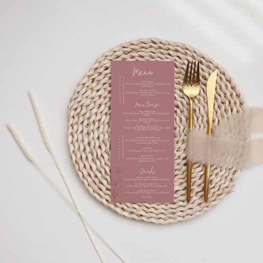 Moderne Floral Mauve bruiloft Menu