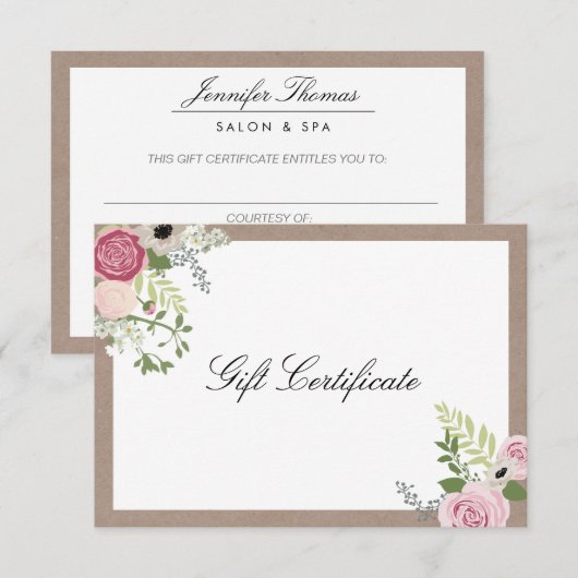  moderne Floral Motif Beauty Salon Gift Kaart (Voorkant / Achterkant)