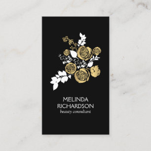  Moderne Floral Motif in Gold en White IV Visitekaartje