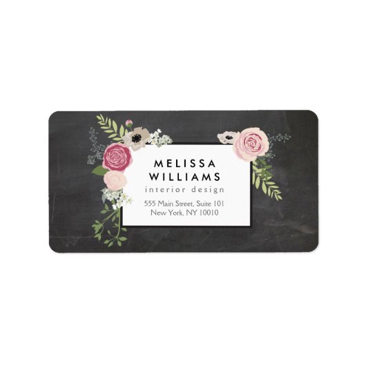  Moderne Floral Motif op Chalkboardontwerper Etiket (Voorkant)