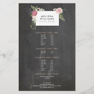 Moderne Floral Motif op Chalkboardontwerper Flyer