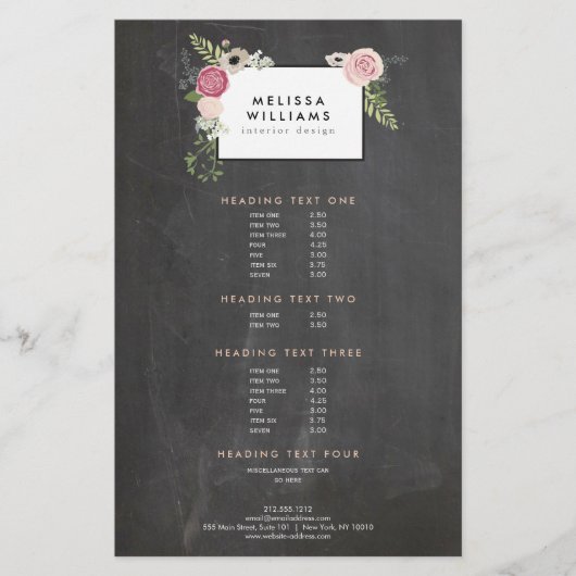  Moderne Floral Motif op Chalkboardontwerper Flyer (Voorkant)