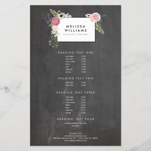  Moderne Floral Motif op Chalkboardontwerper Flyer (Voorkant)