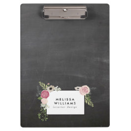  Moderne Floral Motif op Chalkboardontwerper Klembord