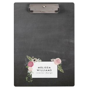  Moderne Floral Motif op Chalkboardontwerper Klembord