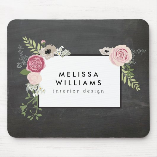  Moderne Floral Motif op Chalkboardontwerper Muismat (Voorkant)
