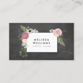 Moderne Floral Motif op Chalkboardontwerper Visitekaartje (Voorkant)