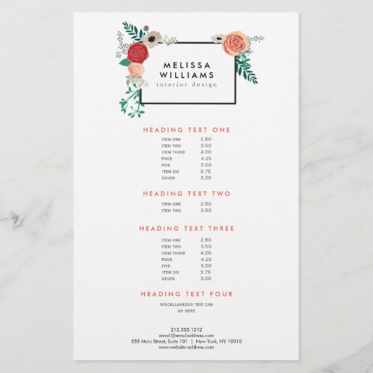  Moderne Floral Motif over Witte Ontwerper Flyer (Voorkant)