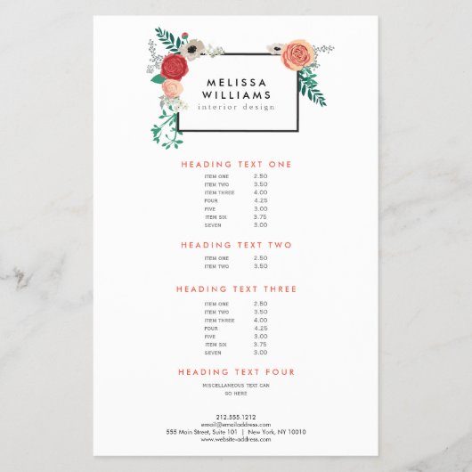  Moderne Floral Motif over Witte Ontwerper Flyer (Voorkant)