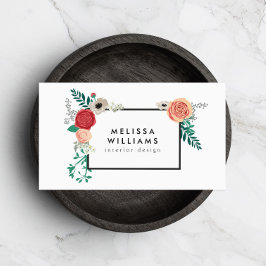  Moderne Floral Motif over Witte Ontwerper Visitekaartje