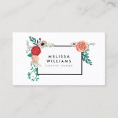 Moderne Floral Motif over Witte Ontwerper Visitekaartje (Voorkant)