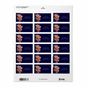 Moderne Floral Navy bruiloft Etiket (Full Sheet)