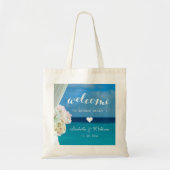 Moderne Floral Ocean Tropical Beach Bruiloft gunst Tote Bag (Voorkant)