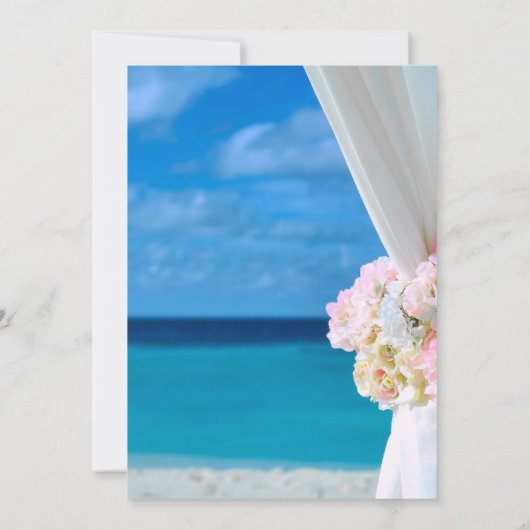 Moderne Floral Ocean Tropical Beach Zomer Bruiloft Kaart (Achterkant)