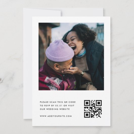 Moderne Floral Outline Lila Lavender QR Code Kaart (Achterkant)