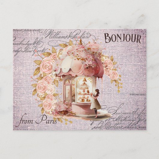 Moderne  Floral Paris Cafe Briefkaart (Voorkant)