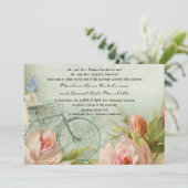 Moderne  Floral Pastel Roses Butterfly Kaart (Staand voorkant)