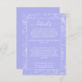 Moderne Floral Periwinkle bruiloft details Informatiekaartje