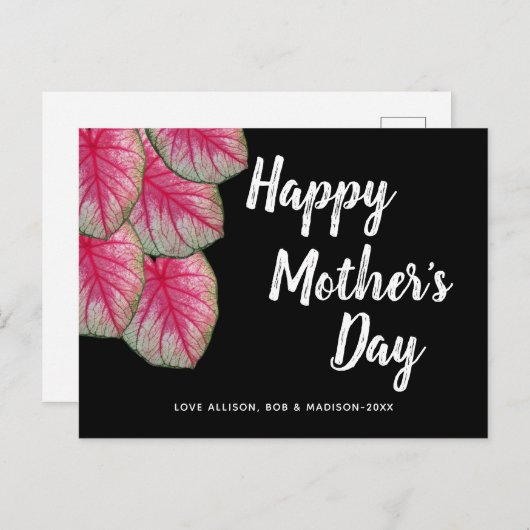 Moderne Floral Pink Happy Moederdag  Briefkaart (Voorkant / Achterkant)