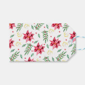 Moderne Floral Poinsettia Waterverf Cadeaulabel (Voorkant (Horizontaal))