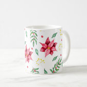 Moderne Floral Poinsettia Waterverf Koffiemok (Voorkant rechts)