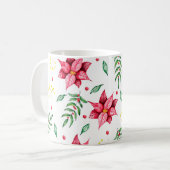 Moderne Floral Poinsettia Waterverf Koffiemok (Voorkant links)