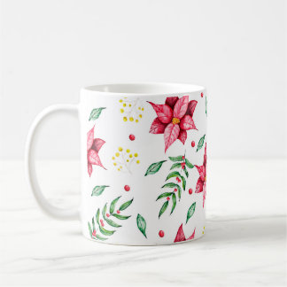 Moderne Floral Poinsettia Waterverf Koffiemok