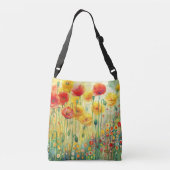 Moderne Floral Poppies Crossbody Bag Tas (Achterkant)