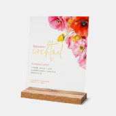 Moderne Floral Poppy Signature Cocktail Acryl Bord (Hoek)