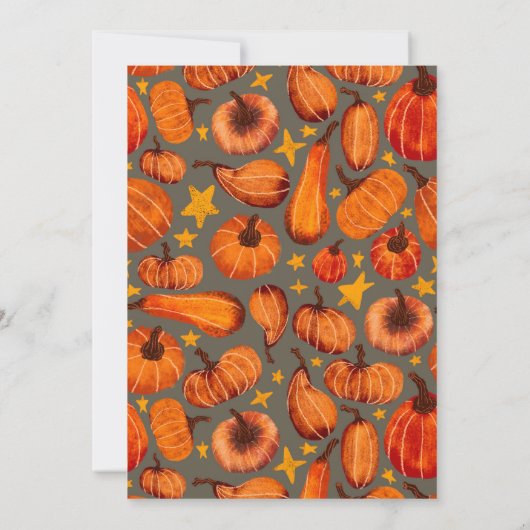 Moderne Floral Pumpkin Pattern Thanksgiving Kaart (Achterkant)