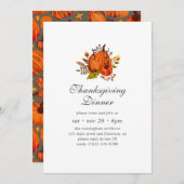 Moderne Floral Pumpkin Pattern Thanksgiving Kaart (Voorkant / Achterkant)