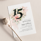 Moderne Floral Quinceanera 15e verjaardag Roze Kaart