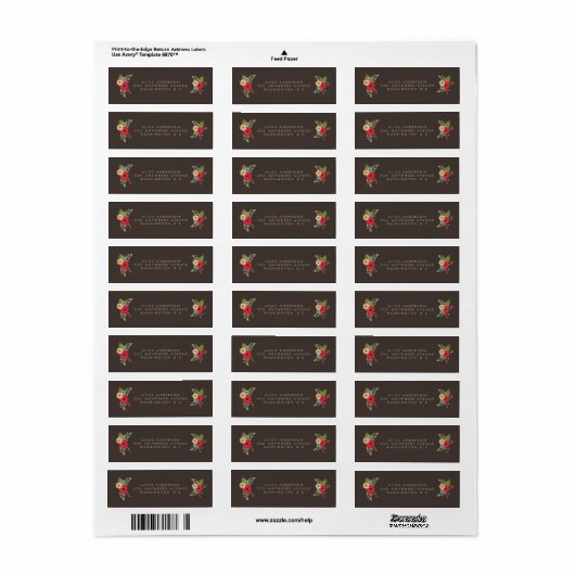 MODERNE FLORAL RETURN ADRES STICKERS (Full Sheet)