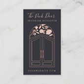 Moderne Floral Roos Arch Entree Voordeur Navy Visitekaartje (Voorkant)